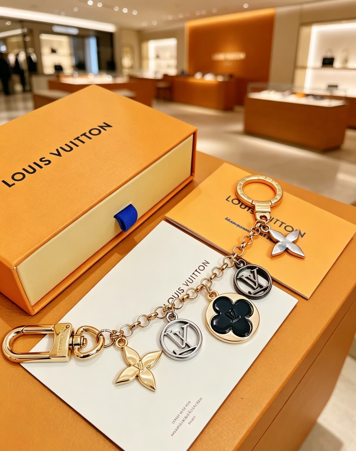 Louis Vuitton Keychain with Monogram Charms